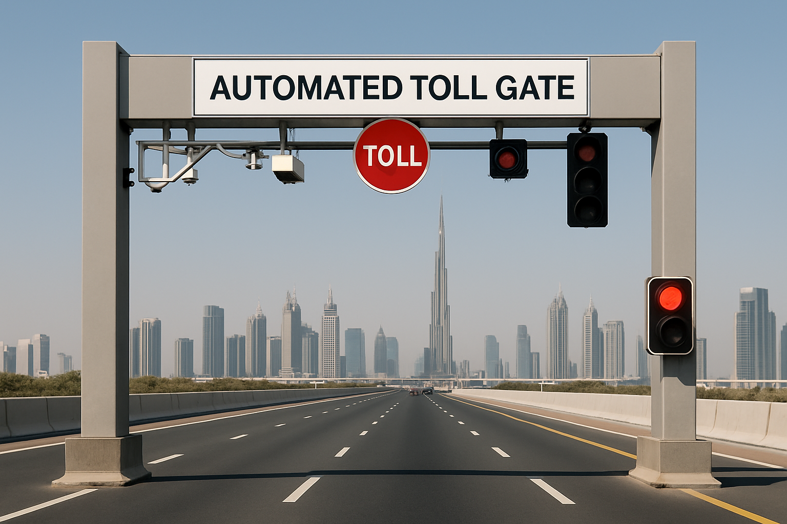 Automated Toll Gate on a Major Dubai Highway